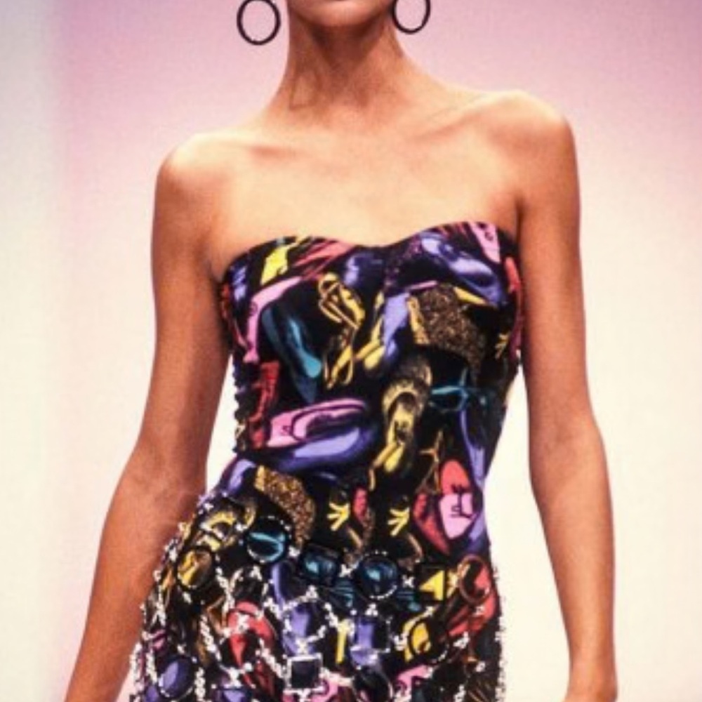 Salvatore Ferragamo Jumpsuit Shoe Print‎ Strapless Vintage Retro 90s One-piece L - Picture 15 of 15